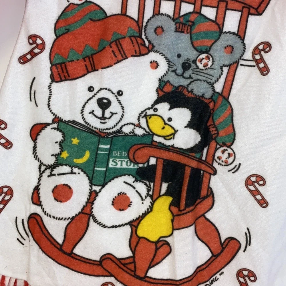 Vintage Girls 70s 80s Christmas Teddy Bear Nightgown HHC Artwork Flaws GUC Sz 9m